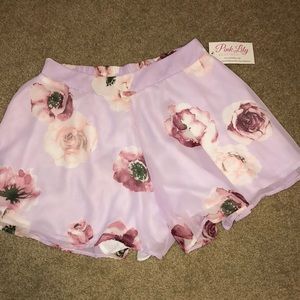 Lavender floral shorts
